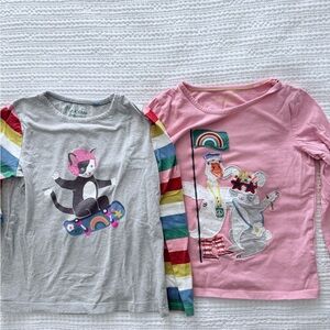 Mini Boden Gray and Pink Long Sleeve Tees